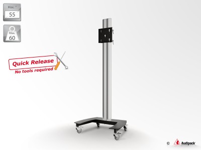 Flat panel floor stand on wheels, Quick Release, 1800mm, max. 65", max. 60kg