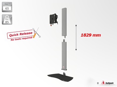 Audipack Flat panel floor stand Quick Release, 1800mm, max, 65",max, 85kg