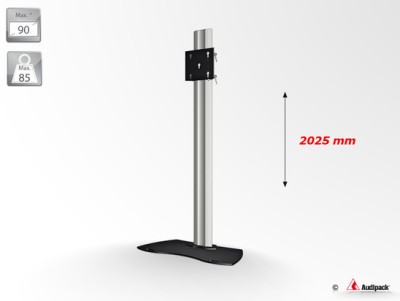 Flat panel floor stand, height 2025 mm, Max, 90" & 85kg