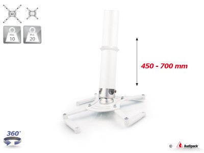 Audipack QFIX-0700TW - Universal telescopic ceiling mount 450-700 mm, white