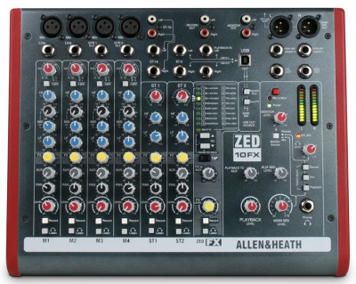 Allen & Heath ZED-10FX - 4 mic/line inputs, 2 stereos, USB, FX