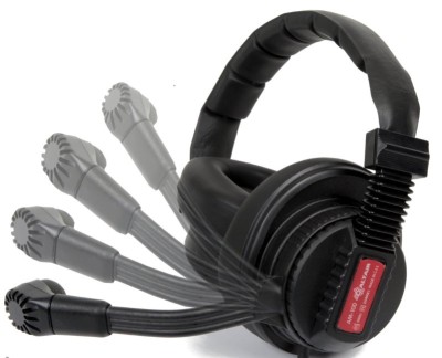 Rotatable mic.-boom with cut-off Double Muff Headset