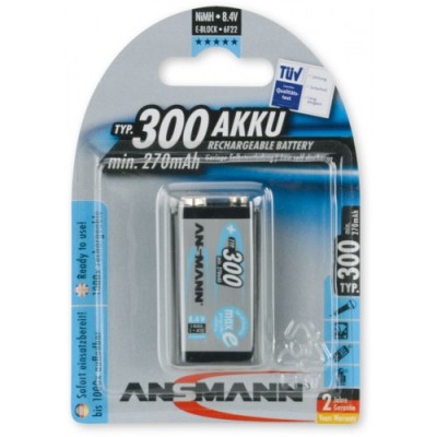 Ansmann rechargeable battery 9V 300 mAh, blister of 1 piece