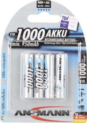 Ansmann rechargeable battery AAA 1000 mAh, blister of 4 pieces