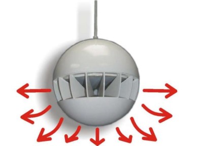 (4) Pendant sphere loudspeaker with 360ø dispersion cone, 100 volt / 20 watts, w