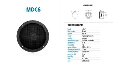 Artsound MDC6, waterproof, HP encastrable voice coil, ronde, 60W, blanc (2pc) prix par Pa