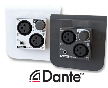 Dante Super Compact Mic/Line interface for wall mount with XLR and miniJack