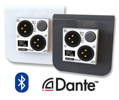 Dante Super Compact Out interface for wall mount with XLR, bluetooth and oled di