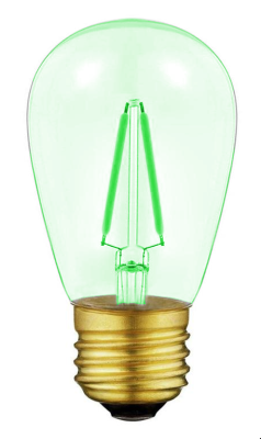 Led filament lamp e27, s14 model, 1-5w, green DIMMABLE