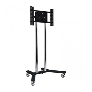 Medium Flat Screen Trolley / Floor Stand (VESA 200) - 1,1m Pole - Piano Black