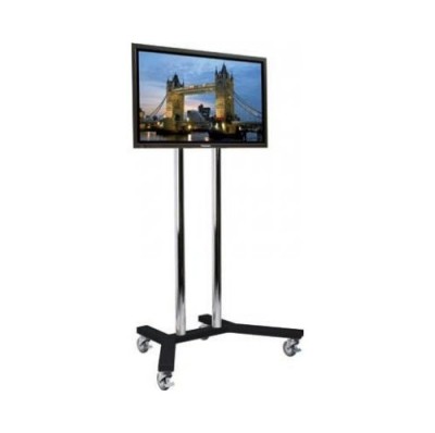 Large Universal Flat Screen Trolley/ Floor Stand - Screen Size: up to 80" Chrome