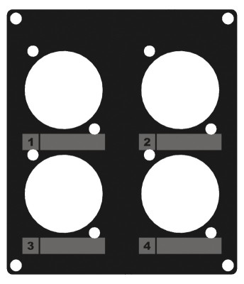 CASY 2 space cover plate - 4x D-size holes Black version