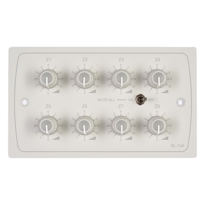 RL-1x8 White - Remote Level Control Plate for 8 zones, Type: 2 Gang UK
