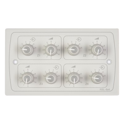 RSL-6x4 Black - Remote Music Source & Level Control Plate 4 zones, Type: 2 Gang