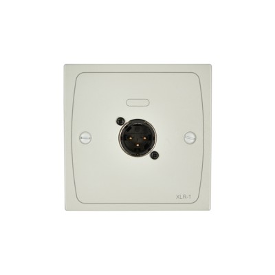 XLR-M1 White - XLR wall plate with male 3 pin XLR latching connector, Type: 1 Ga