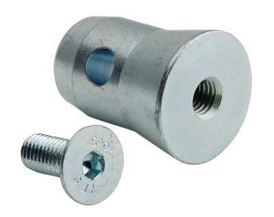 Conical half-sleeve with M12 x 12 screw, countersunk head.
