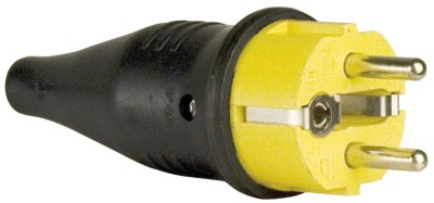 Rubber Schuko Connector Male 250v Yellow CEE7/VII 3x2,5mmì
