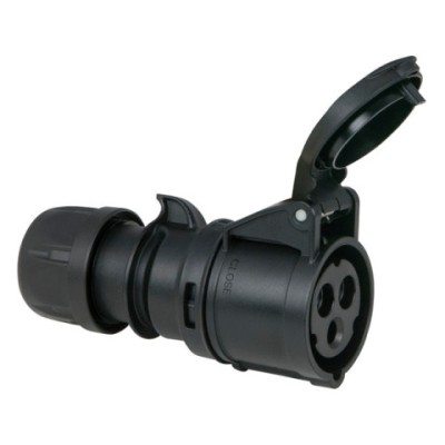 CEE 16A 240V 3p Plug Female Black, Turbo Twist, IP44