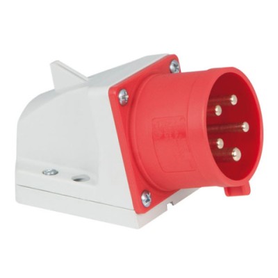CEE 32A 400V 5p Wallmount Male Red, IP44