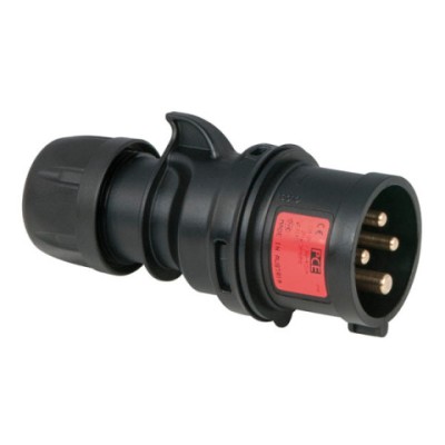 CEE 16A 400V 4p Plug Male Black, Turbo Twist, IP44