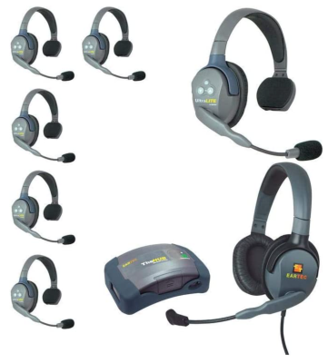 UltraLITE & HUB 7 person system w/ 6 Single 1 Cyber Headset, batteries, charger
