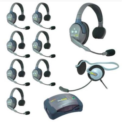 UltraLITE & HUB 9 person system w/ 8 Single 1 Monarch Headset, batteries