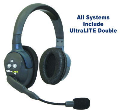 UltraLITE 3 person system w/ 3 Double Headsets, batteries, charger & case