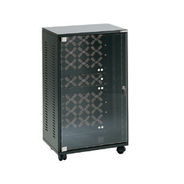 rack cabinet, 8U, RAL9005, D:445mm with front door and rear panel