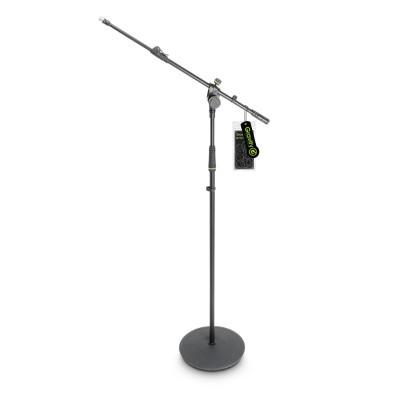 Microphone Stand with Round Base and 2-Point Adjustment Telescoping Boom
