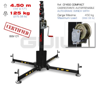 TELESCOPIC LIFTING TOWER. MAXIMUM HEIGHT: 4.50 m / MAXIMUM LOAD: 125 kg /  FOLDE