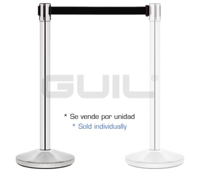 STAINLESS STEEL BARRIER POST WITH 3 METRE LONG RETRACTABLE BELT (RED)