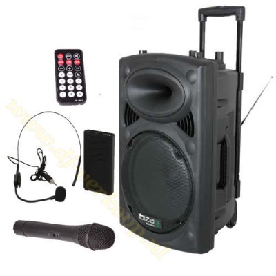 Ibiza Draagbare geluidset 12" met draaloze mic + headset en USB/MP3/Bluetooth EOL