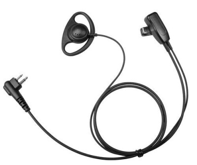 Ear hanger with mic - PTT for Kenwood Two-Pin Right Angle 3,5mm Stereo + 2,5m