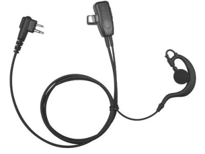 Ear hook with mic - PTT for Kenwood Two-Pin Right Angle 3,5mm Stereo+2,5mm Mono
