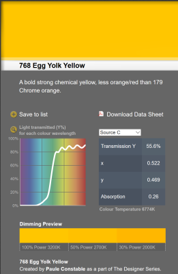LEE filter vel/sheet 1,22m * 0,53m nr 768 egg yolk yellow