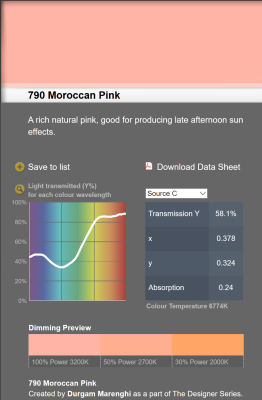 LEE filter vel/sheet 1,22m * 0,53m nr 790 moroccan pink