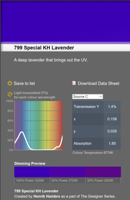 LEE filter vel/sheet 1,22m * 0,53m nr 799 special kh lavender