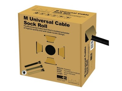 M Universal Cable Sock Roll Black 55mm-W 50m-L (MOQ: 4)
