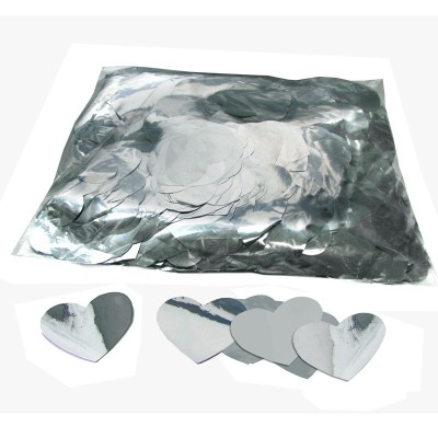 (10) Metallic confetti hearts Ø55mm - Silver 1 kg