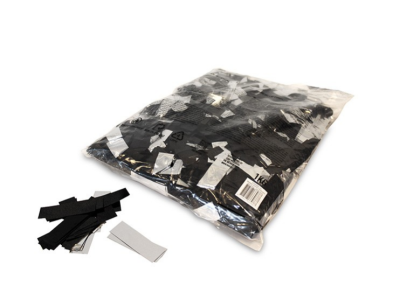 (10) Metallic confetti rectangles 55x17mm - Bicolour Black-Silver - bulk bag 1kg