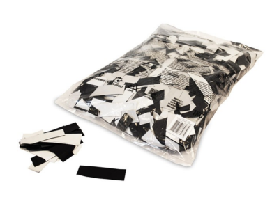 (10) Metallic confetti rectangles 55x17mm - Bicolour Black-White - bulk bag 1kg