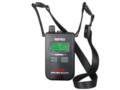 Mipro MTG-100R - Digital Portable Mini Receiver, 16 chan, UHF, lithium-polymer rechargeable batte