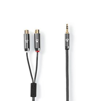 Stereo Audio Adapter Cable  |  3,5 mm Male - 2x RCA Female | 0,2 m | Gun Metal G
