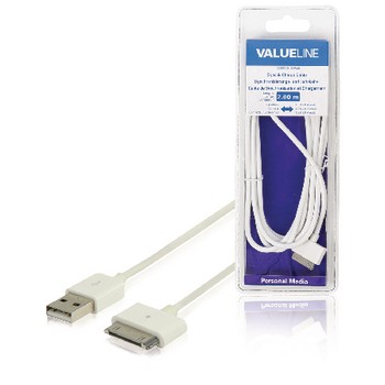 Valueline Data en Oplaadkabel Apple Dock 30-Pins - USB A Male 2.00 m Wit