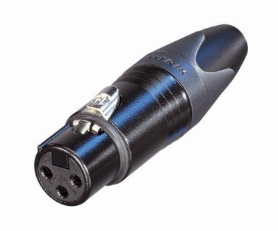 Neutrik NC3FXXB - 3 pole female XLR with black metal housing and gold contacts