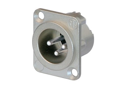 NC3MDLX - 3 pole male receptacle, solder cups, Nickel housing, silver contacts