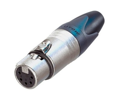Neutrik NC5FXX - 5 pole female cable connector with Nickel housing and silver contacts.