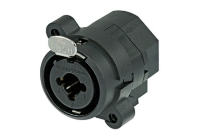 XLR / jack hybrid chassis connector combining 3 pole XLR receptacle and 1/4" jac