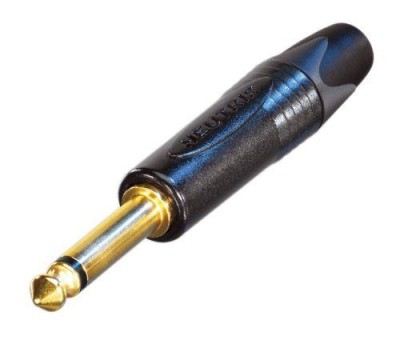 2 pole 1/4" professional phone plug, gold contacts, black shell