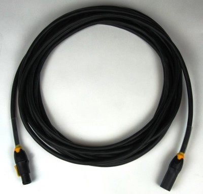 Premade power cable  Rubber 3*1,5mmý Powercon true m to f 0,5 meter